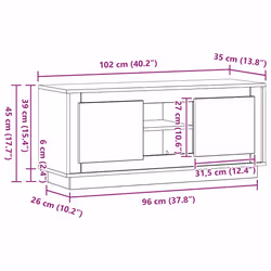 Meuble Tv Chêne Noir 102 X 35 X 45 Cm Bois D'Ingénierie Vidaxl - Vue supplémentaire 2