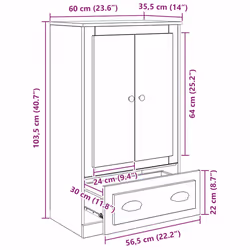 Haut Armoire Avec Tiroir Chêne Artisanal 60 X 35,5 X 103,5 Cm Vidaxl - Vue supplémentaire 2