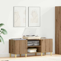 Meuble À Vinyles Chêne Artisanal 121 X 38 X 48 Cm Vidaxl