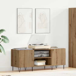 Meuble À Vinyles Avec Étagère Chêne Artisanal 121 X 38 X 48 Cm Vidaxl