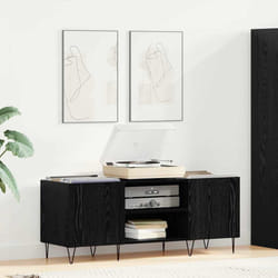 Meuble À Vinyles Avec Étagère Chêne Noir 121 X 38 X 48 Cm Vidaxl