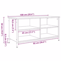 Meuble Tv Chêne Artisanal 100 X 40 X 50 Cm Bois D'Ingénierie Vidaxl - Vue supplémentaire 2