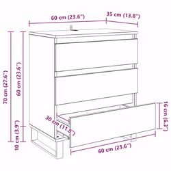Buffet Chêne Artisanal 60 X 35 X 70 Cm Bois D'Ingénierie Vidaxl - Vue supplémentaire 2