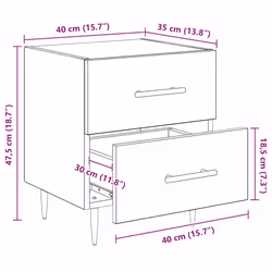 Cabinet De Chevet 2 Pcs Chêne Artisanal 40 X 35 X 47,5 Cm Vidaxl - Vue supplémentaire 2