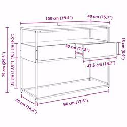 Table Console Chêne Noir 100 X 40 X 75 Cm Bois D'Ingénierie Vidaxl - Vue supplémentaire 2
