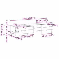 Meuble Tv Chêne Artisanal 150 X 36 X 30 Cm Bois D'Ingénierie Vidaxl - Vue supplémentaire 2
