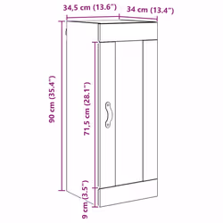 Meuble Mural Bois Ancien 34,5 X 34 X 90 Cm Bois D'Ingénierie Vidaxl - Vue supplémentaire 2