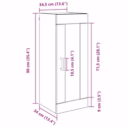 Meuble Mural Chêne Noir 34,5 X 34 X 90 Cm Bois D'Ingénierie Vidaxl - Vue supplémentaire 2
