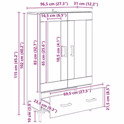 Haut Armoire Chêne Noir 69,5 X 31 X 115 Cm Bois D'Ingénierie Vidaxl - Vue supplémentaire 2