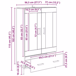 Haut Armoire Corona Chêne Artisanal 69,5 X 31 X 115 Cm Vidaxl - Vue supplémentaire 2