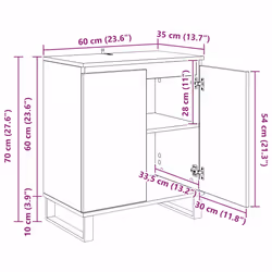 Buffet Chêne Noir 60 X 35 X 70 Cm Bois D'Ingénierie Vidaxl - Vue supplémentaire 2