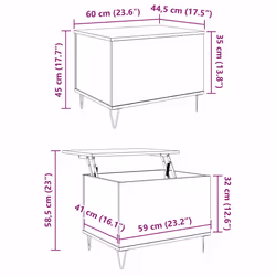 Table Basse Chêne Noir 60 X 44,5 X 45 Cm Bois D'Ingénierie Vidaxl - Vue supplémentaire 2