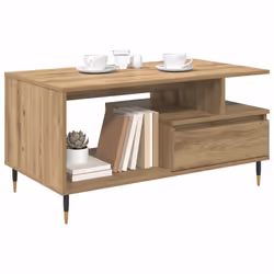 Table Basse Chêne Artisanal 90 X 49 X 45 Cm Bois D'Ingénierie Vidaxl - Vue supplémentaire 2