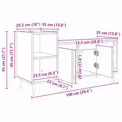 Meuble Tv Bois Ancien 100 X 35 X 55 Cm Bois D'Ingénierie Vidaxl - Vue supplémentaire 2