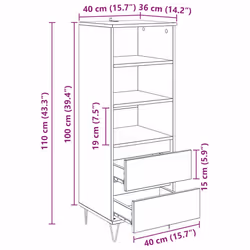 Haut Armoire Chêne Artisanal 40 X 36 X 110 Cm Bois D'Ingénierie Vidaxl - Vue supplémentaire 2