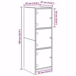 Haut Armoire Bois Ancien 35 X 37 X 109 Cm Bois D'Ingénierie Vidaxl - Vue supplémentaire 2