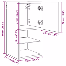 Meubles Tv Muraux 2 Pcs Chêne Noir 30,5 X 30 X 60 Cm Vidaxl - Vue supplémentaire 2