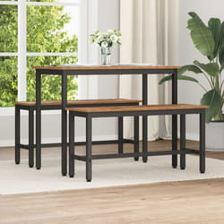 vidaXL Banc de salle à manger bois ancien & acier 100 x 325 x 485 cm — assise réglable