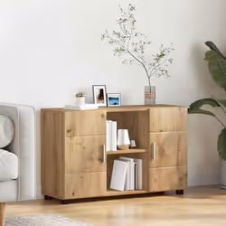 Buffet contemporain en chêne artisanal 885x305x555 cm - 3 étagères bois dingénierie finition mate