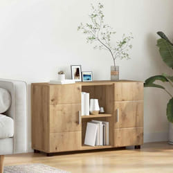 Buffet contemporain en chêne artisanal 885x305x555 cm - 3 étagères bois dingénierie finition mate
