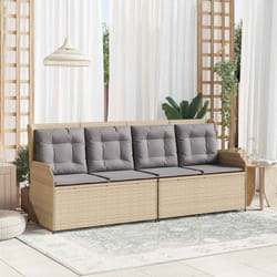 Banc De Jardin Avec Coussin Beige Poly Rotin Vidaxl