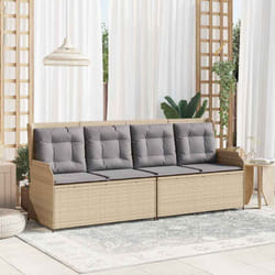 Vidaxl Banc De Jardin Avec Coussin Beige Poly Rotin