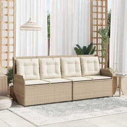 Vidaxl Banc De Jardin Avec Coussin Beige Poly Rotin