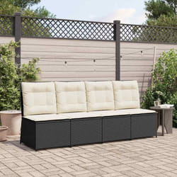 Canapé De Jardin Avec Coussin Noir Poly Rotin Vidaxl