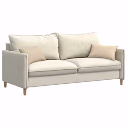 Coussins De Canapé 2 Pcs Crème 50 X 30 Cm Tissu Vidaxl - Vue supplémentaire 2