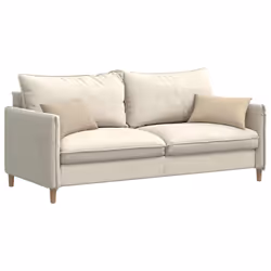 Coussins De Canapé 2 Pcs Crème 50 X 30 Cm Tissu Vidaxl - Vue supplémentaire 2