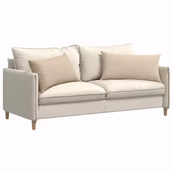 Coussins De Canapé 2 Pcs Crème 80 X 40 Cm Tissu Vidaxl - Vue supplémentaire 2