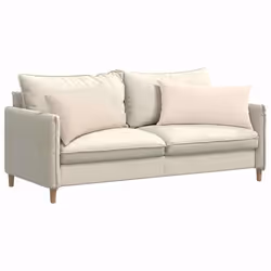 Coussins De Canapé 2 Pcs Beige 80 X 40 Cm Tissu Vidaxl - Vue supplémentaire 2