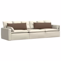Coussins De Canapé 2 Pcs Marron 120 X 40 Cm Tissu Vidaxl - Vue supplémentaire 2