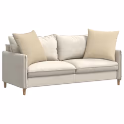 Coussins De Canapé 2 Pcs Crème 80 X 80 Cm Tissu Vidaxl - Vue supplémentaire 2