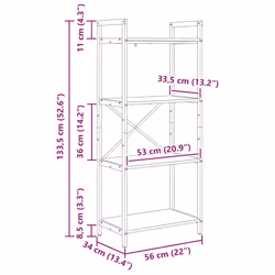 Étagère Chêne Sonoma 56 X 34 X 133,5 Cm Bois D'Ingénierie Vidaxl - Vue supplémentaire 2