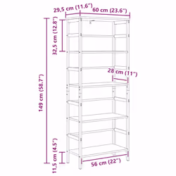 Étagère Chêne Sonoma 60 X 29,5 X 149 Cm Bois D'Ingénierie Vidaxl - Vue supplémentaire 2