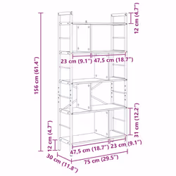 Étagère Chêne Sonoma 75 X 30 X 156 Cm Bois D'Ingénierie Vidaxl - Vue supplémentaire 2