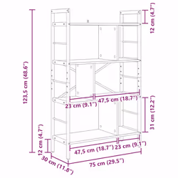 Étagère Chêne Sonoma 75 X 30 X 123,5 Cm Bois D'Ingénierie Vidaxl - Vue supplémentaire 2