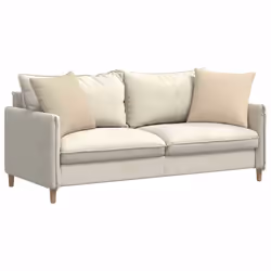 Coussins De Canapé 2 Pcs Crème 50 X 50 Cm Tissu Vidaxl - Vue supplémentaire 2