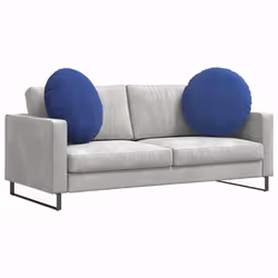 Coussins De Siège 2 Pcs Bleu Police Ø 40 X 13 Cm Velours Vidaxl - Vue supplémentaire 2