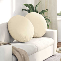 Coussins De Siège 2 Pcs Crème Ø 80 Cm Tissu En Velours Côtelé Vidaxl