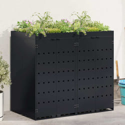 Rangement De Poubelle À Roulettes Pour 2 Poubelles Noir Vidaxl