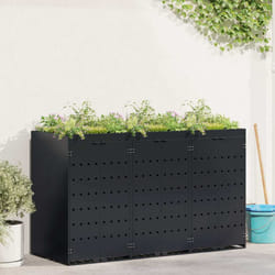 Rangement De Poubelle À Roulettes Pour 3 Poubelles Noir Vidaxl