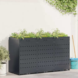 Rangement De Poubelle À Roulettes Pour 3 Poubelles Anthracite Vidaxl
