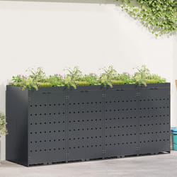Rangement De Poubelle À Roulettes Pour 4 Poubelles Anthracite Vidaxl