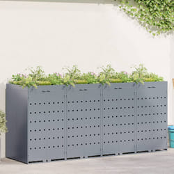 Rangement De Poubelle À Roulettes Pour 4 Poubelles Gris Clair Vidaxl