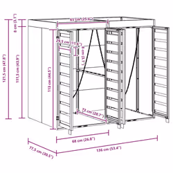 Rangement De Poubelle À Roulettes Pour 3 Poubelles Anthracite Vidaxl - Vue supplémentaire 2
