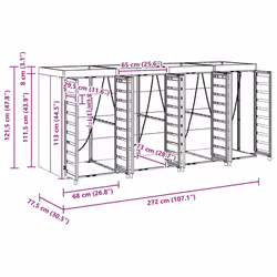 Rangement De Poubelle À Roulettes Pour 3 Poubelles Anthracite Vidaxl - Vue supplémentaire 2