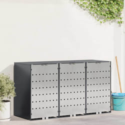 Rangement De Poubelle À Roulettes Pour 3 Poubelles Anthracite Vidaxl