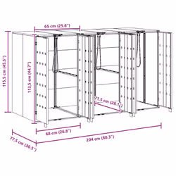 Rangement De Poubelle À Roulettes Pour 3 Poubelles Anthracite Vidaxl - Vue supplémentaire 2